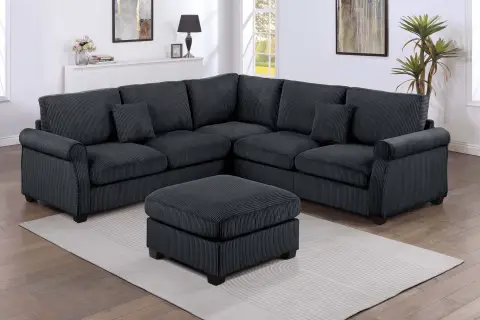 4-Piece Sectional Set, Black