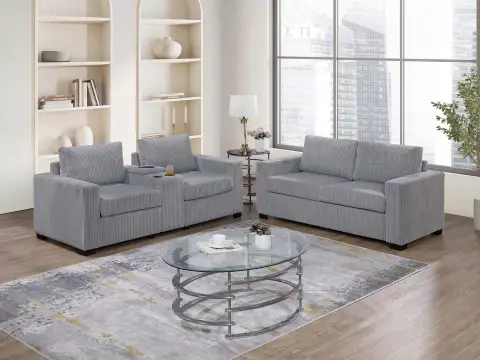 2-Piece Sofa Set, Light Gray