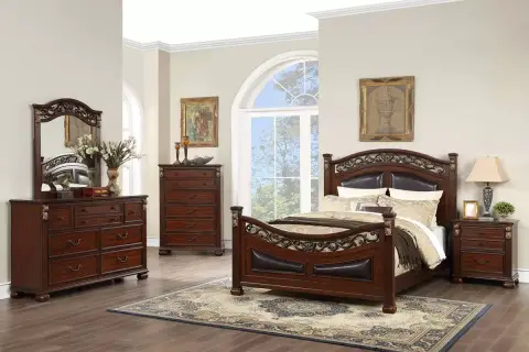 California King Bed, Dark Cherry