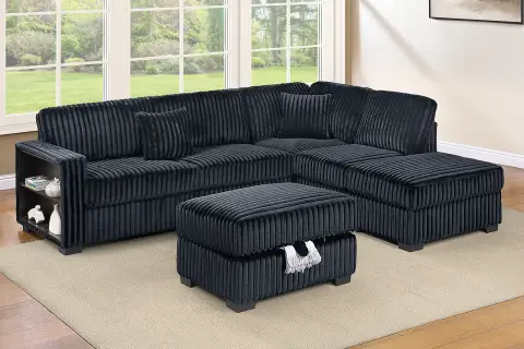 3-Piece Sectional Set, Black