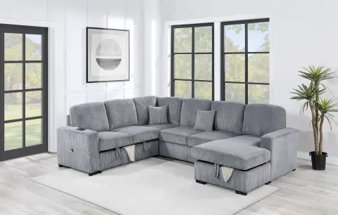 4-Piece Convertible Sectional, Fog