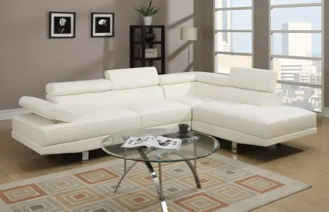 2-Piece Sectional Sofa Set, White
