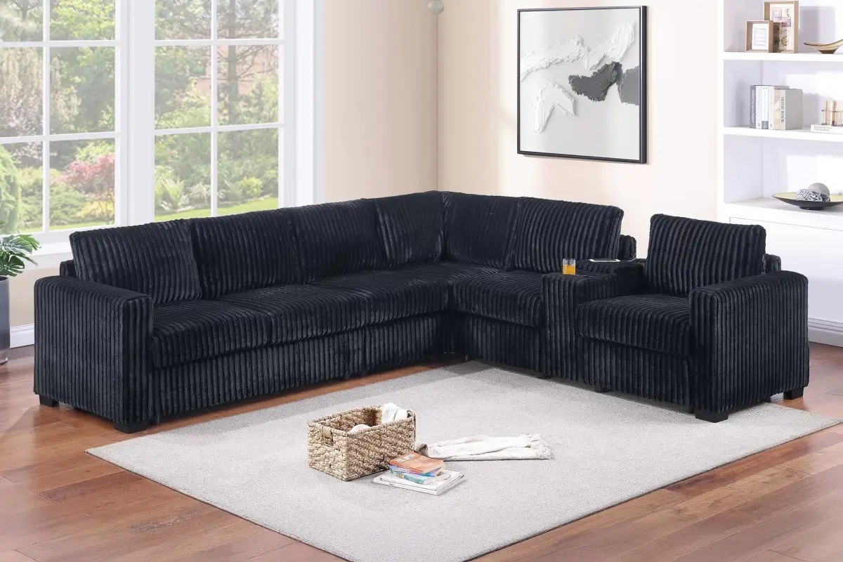 4-Piece Sectional Set, Black
