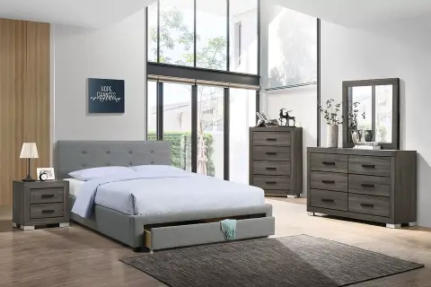 Cama queen, Gris claro