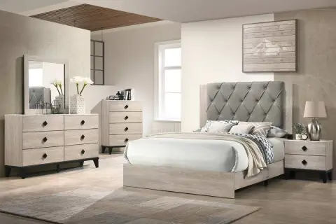 California King Bed, Cream