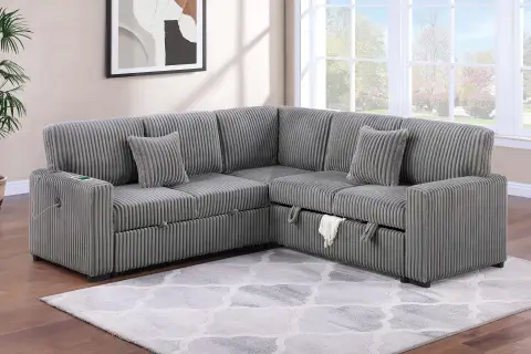 3-Piece Convertible Sectional, Smoke