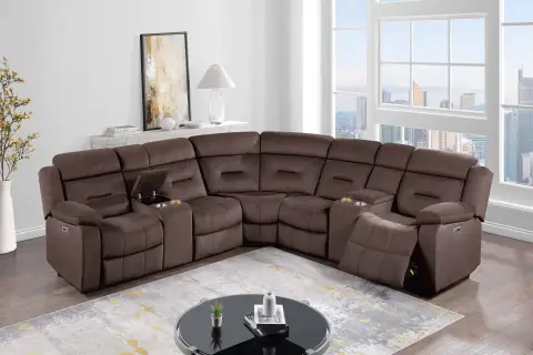 Power Reclining Sectional, Chocolate