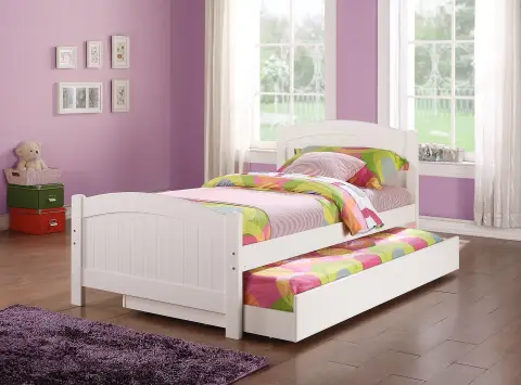 Twin Bed w/ Trundle, White