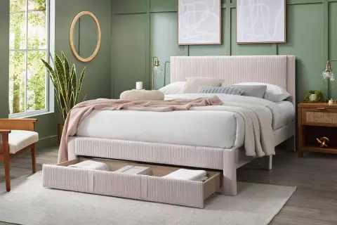 Queen Bed, Light Pink