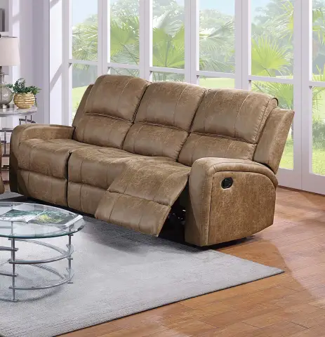 Manual Reclining Sofa, Chestnut