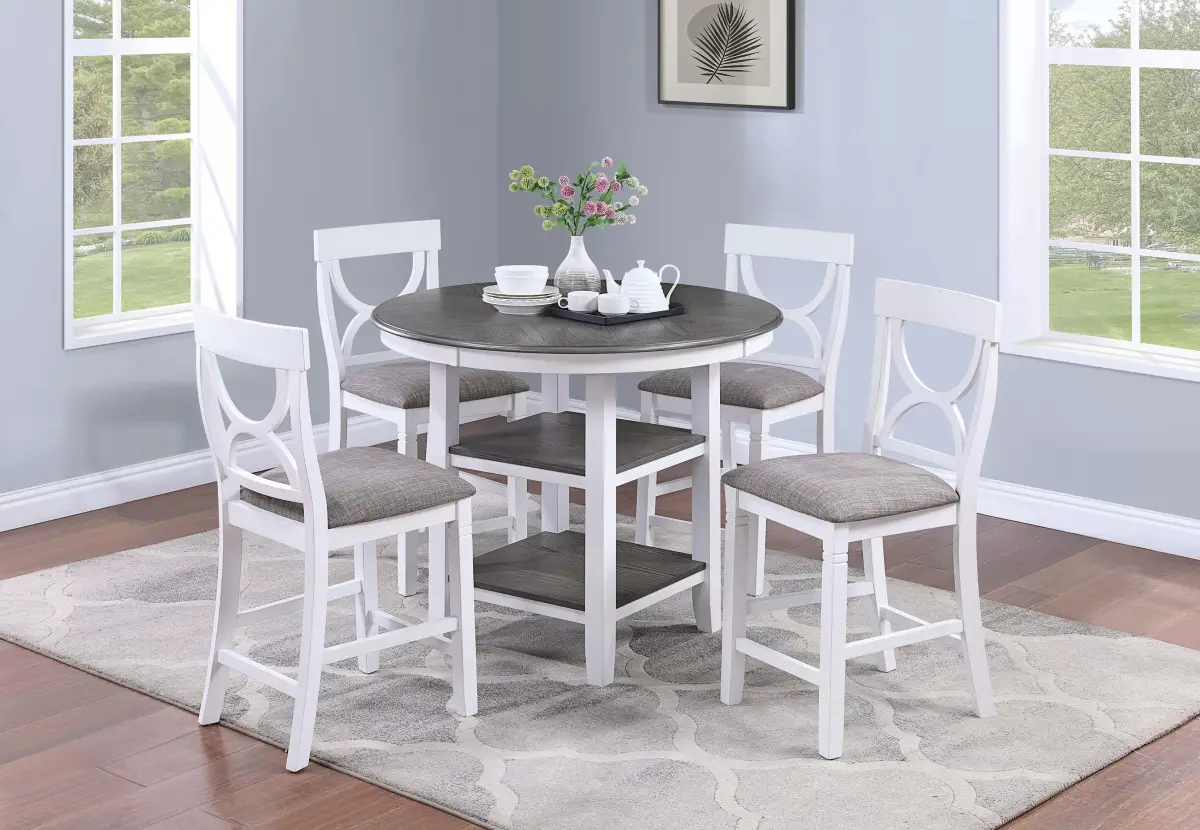 5-Pcs Counter Height Dining Set, White