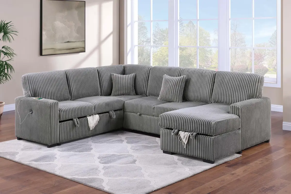 4-Piece Convertible Sectional, Smoke